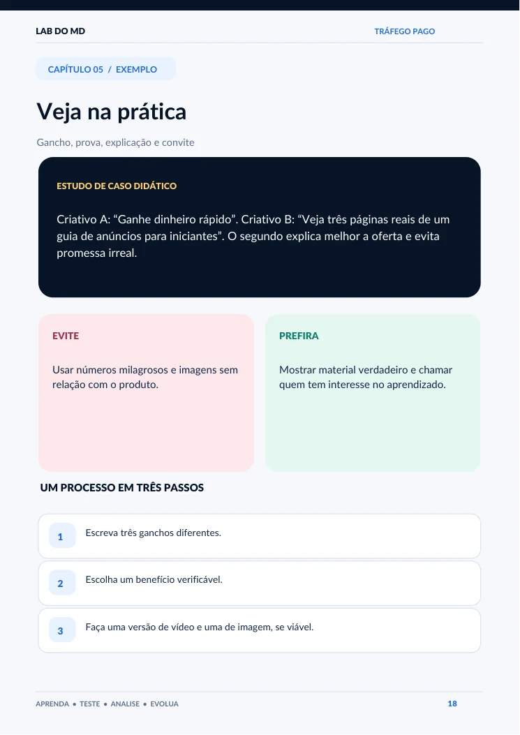 Página 18 do e-book: Gancho e criativo